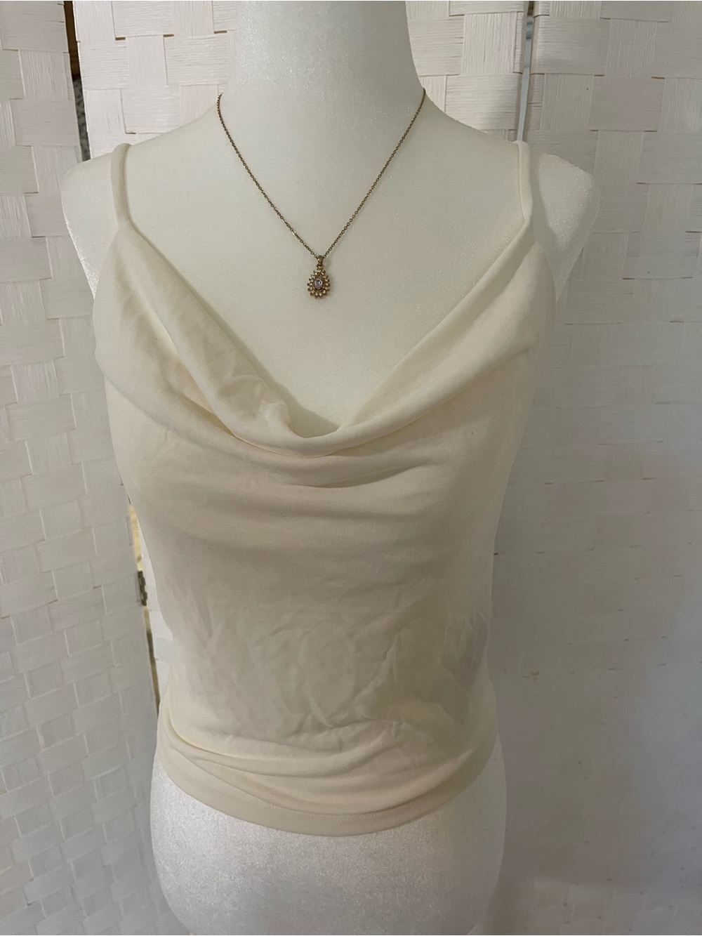 Forever 21 Cream Cowl Neck Spaghetti Strap Camisole